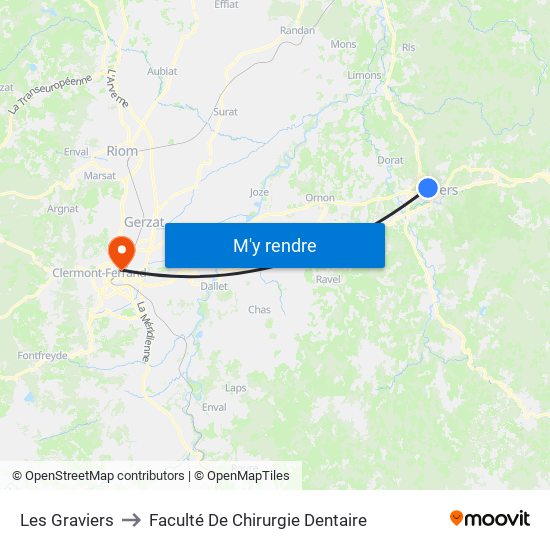 Les Graviers to Faculté De Chirurgie Dentaire map