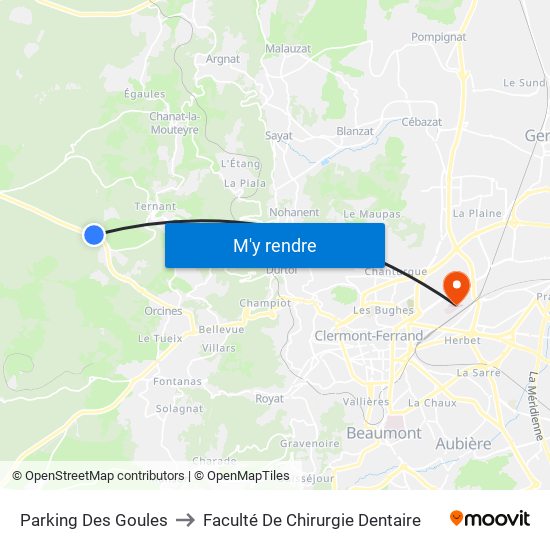 Parking Des Goules to Faculté De Chirurgie Dentaire map