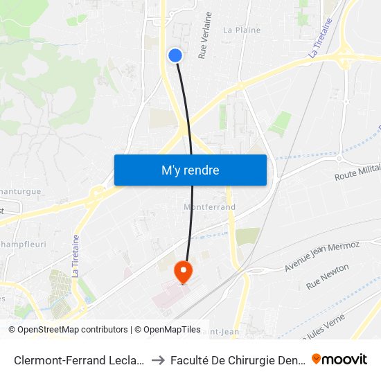 Clermont-Ferrand Leclanché to Faculté De Chirurgie Dentaire map