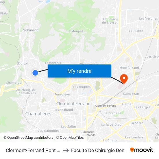 Clermont-Ferrand Pont Neuf to Faculté De Chirurgie Dentaire map