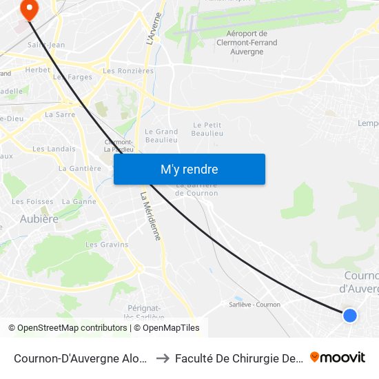 Cournon-D'Auvergne Alouettes to Faculté De Chirurgie Dentaire map