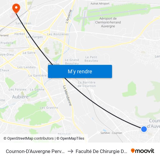 Cournon-D'Auvergne Pervenches to Faculté De Chirurgie Dentaire map