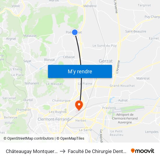 Châteaugay Montquerier to Faculté De Chirurgie Dentaire map