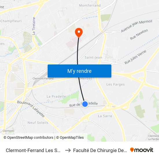 Clermont-Ferrand Les Sureaux to Faculté De Chirurgie Dentaire map