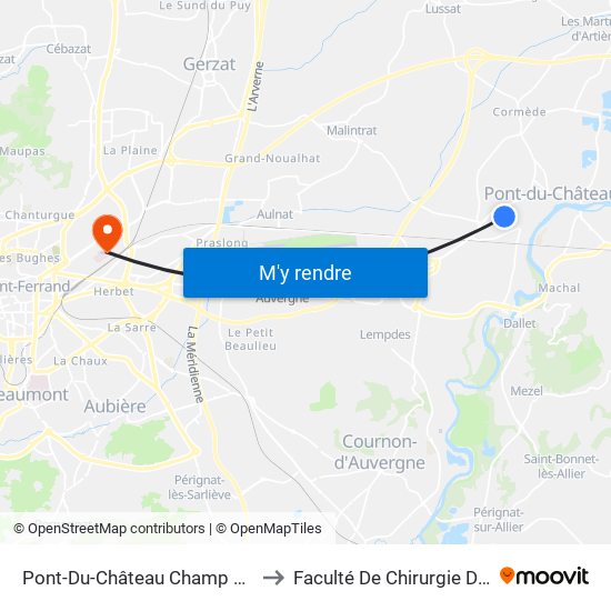 Pont-Du-Château Champ Des Poix to Faculté De Chirurgie Dentaire map