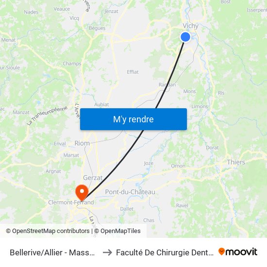 Bellerive/Allier - Massenet to Faculté De Chirurgie Dentaire map
