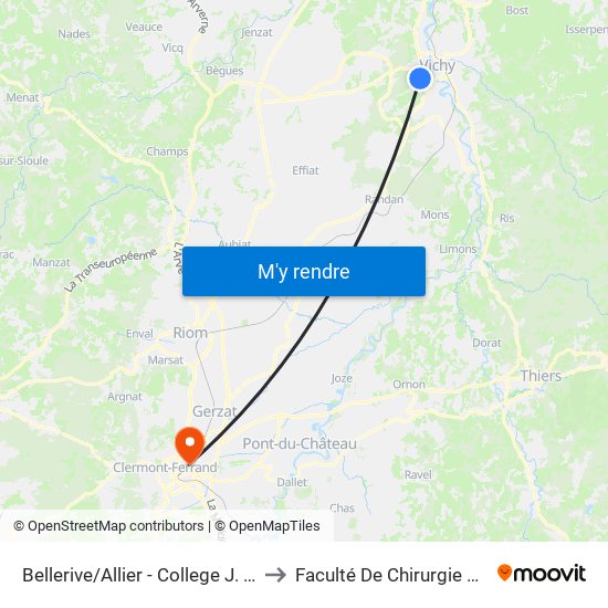 Bellerive/Allier - College J. Rostand to Faculté De Chirurgie Dentaire map