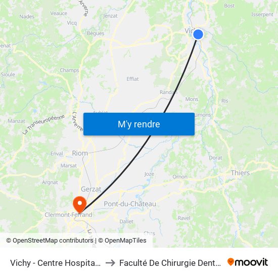 Vichy - Centre Hospitalier to Faculté De Chirurgie Dentaire map