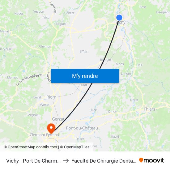 Vichy - Port De Charmeil to Faculté De Chirurgie Dentaire map