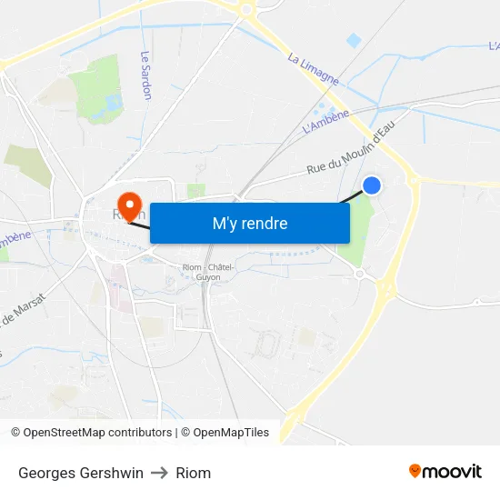 Georges Gershwin to Riom map