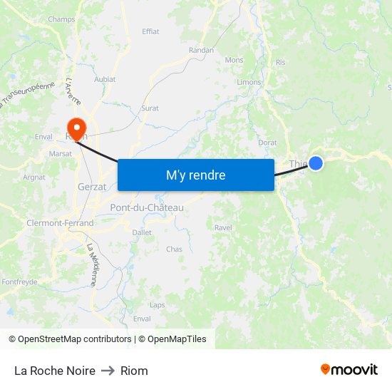 La Roche Noire to Riom map