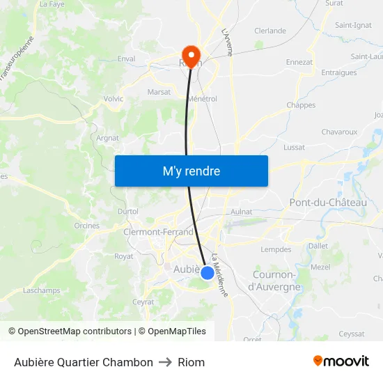Aubière Aubière Quartier Chambon to Riom map