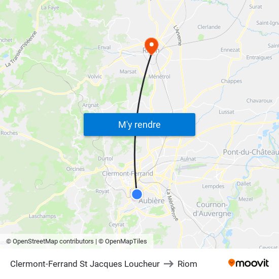 Clermont-Ferrand St Jacques Loucheur to Riom map