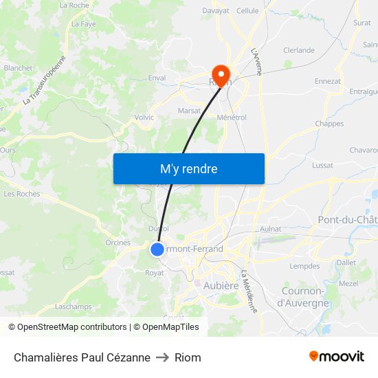 Chamalières Paul Cézanne to Riom map