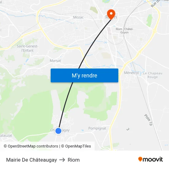 Mairie De Châteaugay to Riom map
