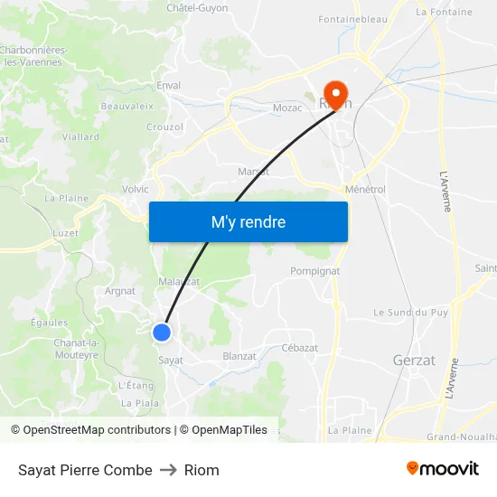 Sayat Pierre Combe to Riom map