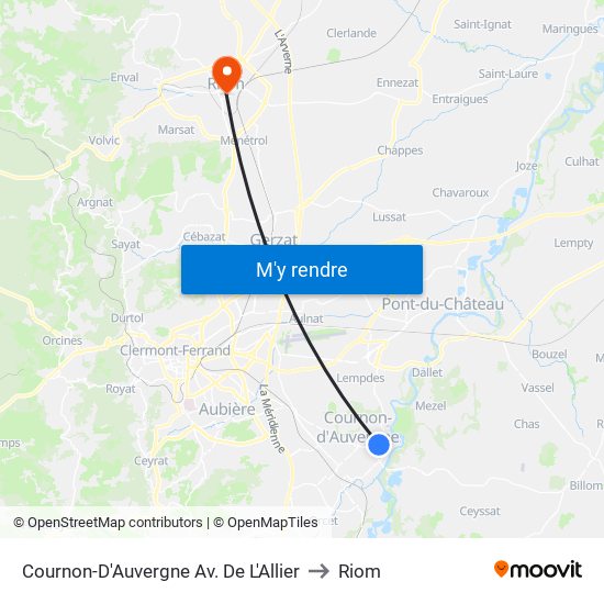 Cournon-D'Auvergne Av. De L'Allier to Riom map