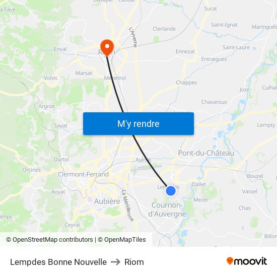 Lempdes Bonne Nouvelle to Riom map