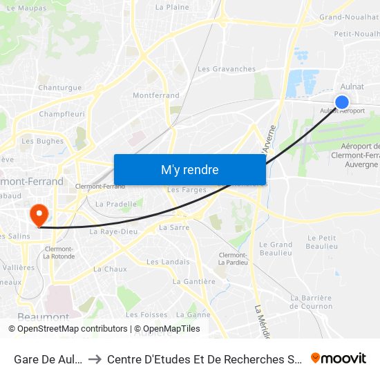 Gare De Aulnat-Aéroport to Centre D'Etudes Et De Recherches Sur Le Développement International map