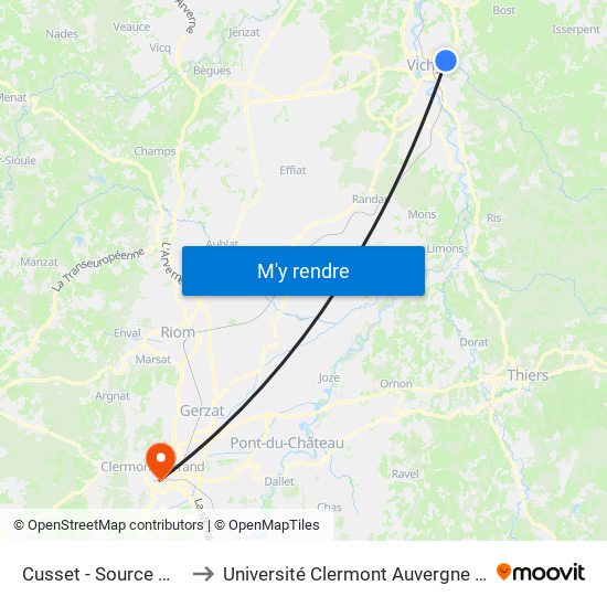 Cusset - Source Mesdames to Université Clermont Auvergne - Site Gergovia map