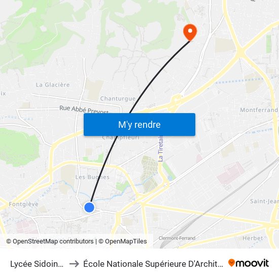 Lycée Sidoine Apollinaire to École Nationale Supérieure D'Architecture De Clermont-Ferrand map