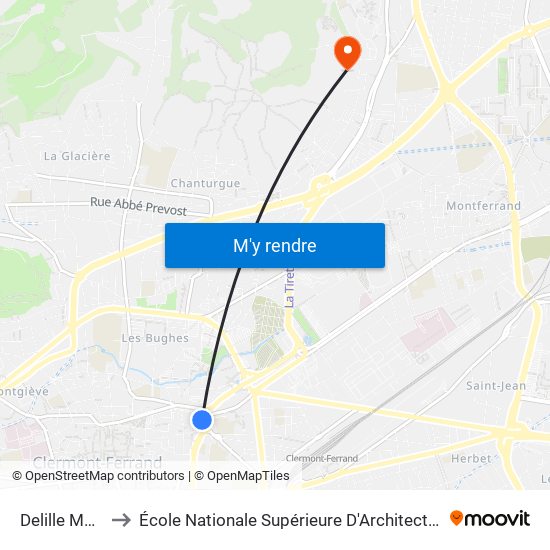 Delille Montlosier to École Nationale Supérieure D'Architecture De Clermont-Ferrand map