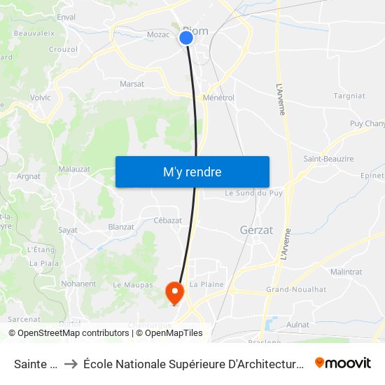 Sainte Marie to École Nationale Supérieure D'Architecture De Clermont-Ferrand map