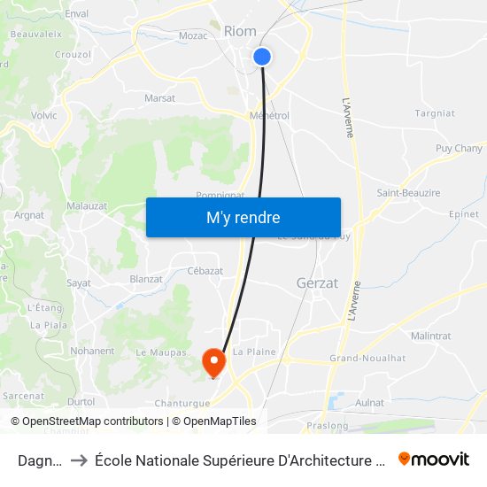 Dagneaux to École Nationale Supérieure D'Architecture De Clermont-Ferrand map