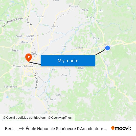 Béranger to École Nationale Supérieure D'Architecture De Clermont-Ferrand map