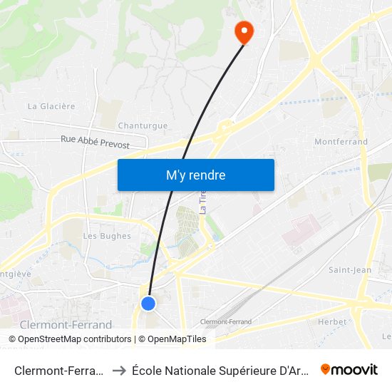 Clermont-Ferrand Delille Salford to École Nationale Supérieure D'Architecture De Clermont-Ferrand map