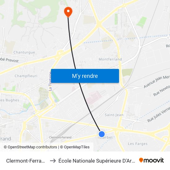 Clermont-Ferrand Anatole France to École Nationale Supérieure D'Architecture De Clermont-Ferrand map