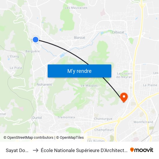 Sayat Docteur Jay to École Nationale Supérieure D'Architecture De Clermont-Ferrand map