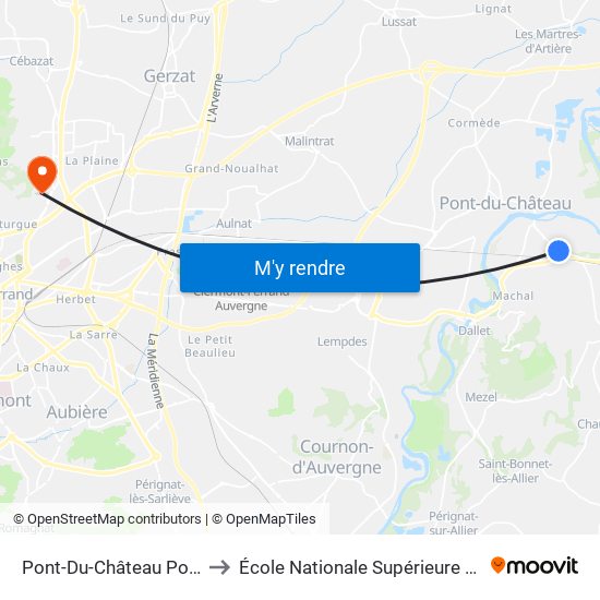 Pont-Du-Château Pont Du Château Rte De Lyon to École Nationale Supérieure D'Architecture De Clermont-Ferrand map