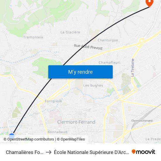 Chamalières Fontmaure Europe to École Nationale Supérieure D'Architecture De Clermont-Ferrand map
