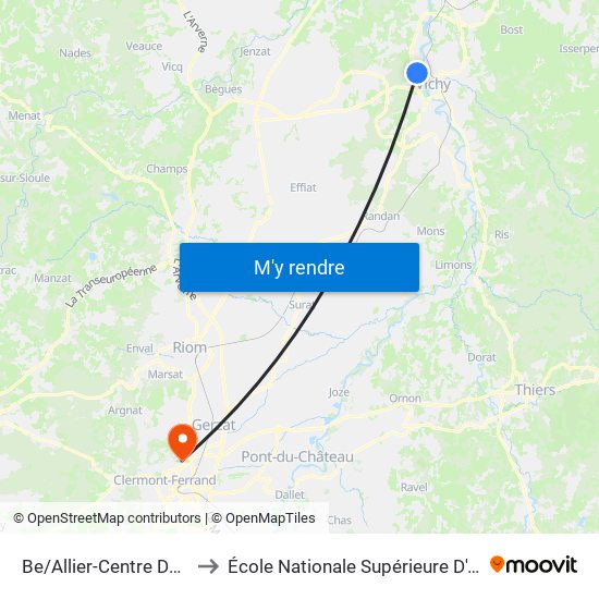 Be/Allier-Centre Des Métiers Du Bâtiment to École Nationale Supérieure D'Architecture De Clermont-Ferrand map