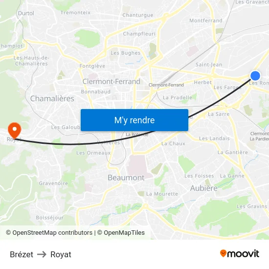 Brézet to Royat map