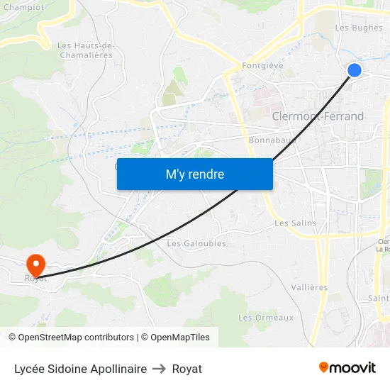 Lycée Sidoine Apollinaire to Royat map