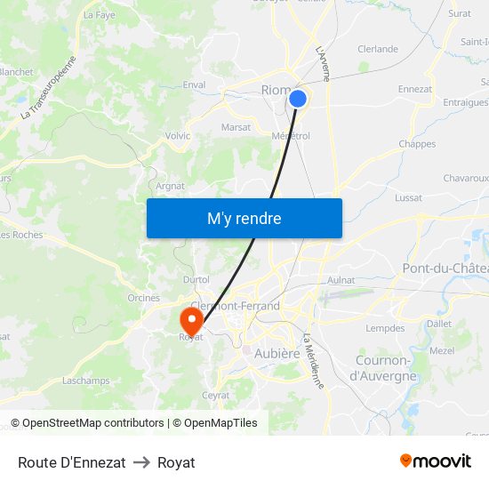 Route D'Ennezat to Royat map