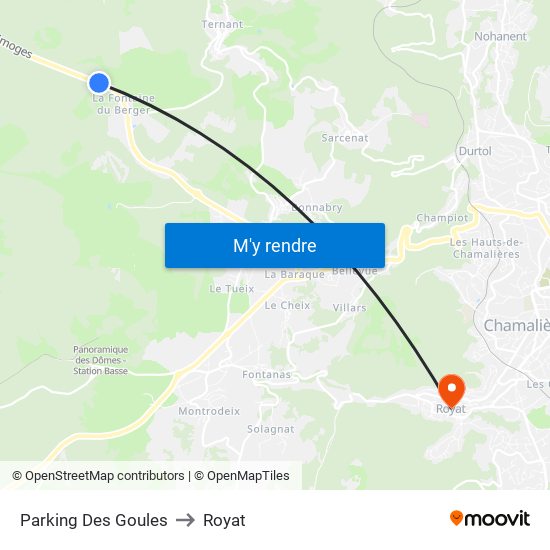 Parking Des Goules to Royat map