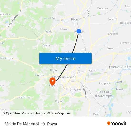 Mairie De Ménétrol to Royat map