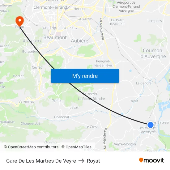 Gare De Les Martres-De-Veyre to Royat map