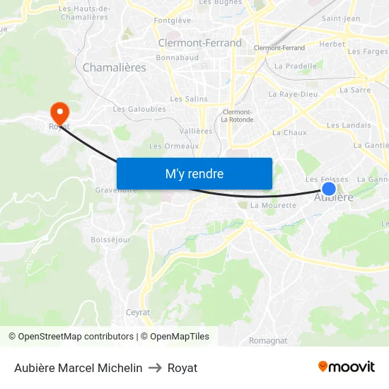 Aubière Marcel Michelin to Royat map