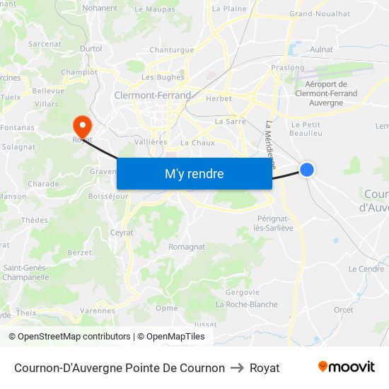 Cournon-D'Auvergne Pointe De Cournon to Royat map