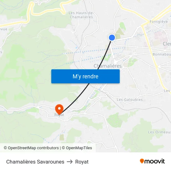 Chamalières Savarounes to Royat map
