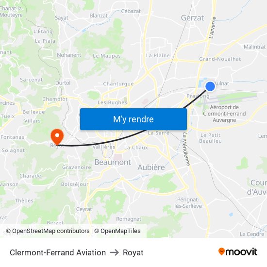 Clermont-Ferrand Aviation to Royat map