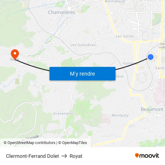 Clermont-Ferrand Dolet to Royat map