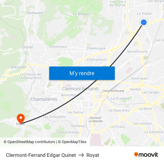 Clermont-Ferrand Edgar Quinet to Royat map