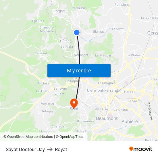 Sayat Docteur Jay to Royat map