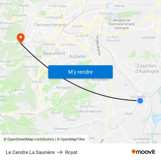Le Cendre La Saunière to Royat map
