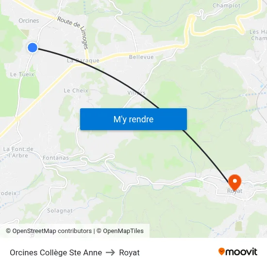 Orcines Collège Ste Anne to Royat map